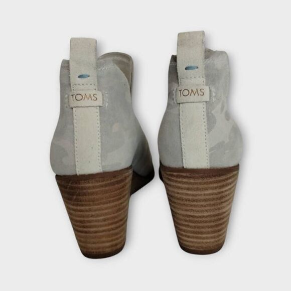 Toms Womens Bootie Sz 9.5 Kallie Wedge Bootie Suede‎ Grey White Camouflage Wedge - Picture 3 of 11